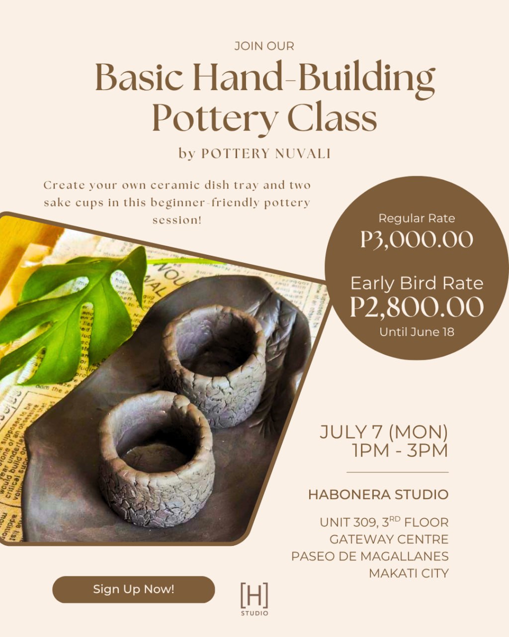 Basic Hand-Building Pottery Class with Pottery Nuvali | July 7, 2025